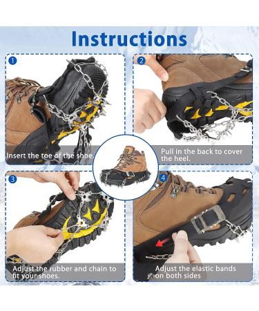 Stainless Steel Ice Cleats Traction Snow Grips for Boots - Safe Silicone Protection for Hiking, Fishing, Walking, Climbing - Men and Women - Buy Online on GoSupps.com