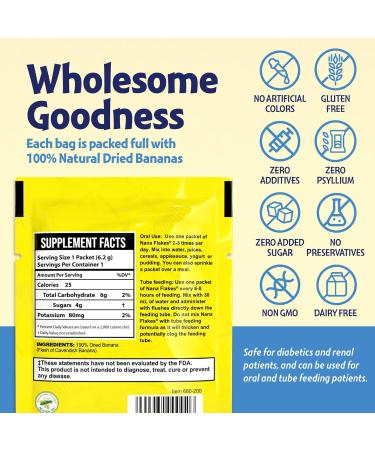 Prebiotic Nana Flakes 100% Pure Banana Flakes Medical Food Powder Decrease Fat Intake & Natural Remedy for Diarrhea & Heart Burn - Great Source of Fiber - Single Serve (100 Packets) Prebiotic 100 Single Serve Packets - Buy Online on GoSupps.com