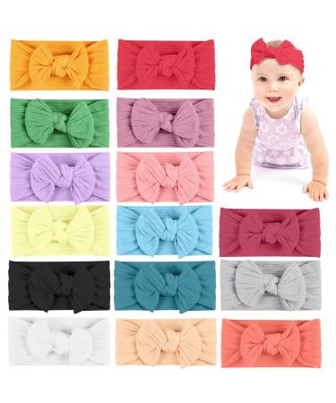 Aolso Baby Girl Nylon Headbands 15pcs Newborn Headbands Baby Headbands Hair Bands Baby Girl Bows Toddler Hairbands and Bows Child Hair Accessories Twist style-15pc - Buy Online on GoSupps.com