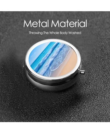 Round Beach & Sea Pill Box 3 Compartment Portable Organizer for Vitamins & Medications Travel-Friendly Decorative Pill Case - Buy Online on GoSupps.com