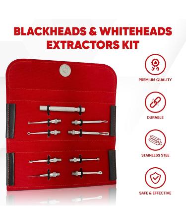 Zenia Professional 8 Piece Blackhead Remover Kit with Detachable Rod | Surgical Steel Skin Care Tools for Blackhead & Whitehead Pimple Extraction - Buy Online on GoSupps.com