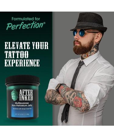 After Inked Non-Petroleum Jelly 13oz - Tattoo Aftercare Ointment with Grape Seed Oil - Piercing & PMU Moisturizer - Buy Online on GoSupps.com