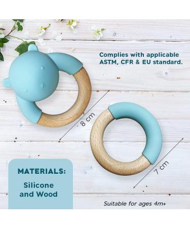 Generic Teething Toy for Babies 6-12 Months - Beech Wood Baby Teether Ring - Silicone Teether for Boys and Girls 4 Months and Up - Buy Online on GoSupps.com