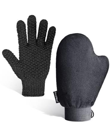 Evridwear Self Tanning Mitt Applicator Kit, Exfoliating Glove Fake Tanning Mitten Sunless Tanners for Streak-Free Flawless Tan Tan Mitt Kit Black