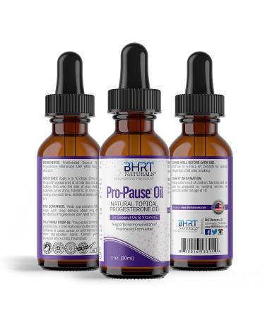 BHRT Natural Pro-Pause Oil Bioidentical Progesterone Support for Menopause PMS Relief Sleep Fertility and Hormonal Balance Fast-Absorbing Topical Liquid Drops 30 mL (1 Bottle)