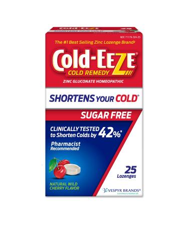 Cold-EEZE Sugar-Free Natural Wild Cherry Zinc Lozenges Homeopathic Cold Remedy Shortens The Common Cold Sore Throat Cough Congestion & Post Nasal Drip 25 Ct