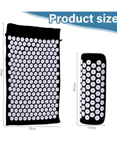 Gireich Acupressure Mat Set - Black Shiatsu Massage Mat with Head Pillow & Bag | Effective Relief for Back Neck & Head Pain (66x42x2cm) - International Shipping Available - Buy Online on GoSupps.com