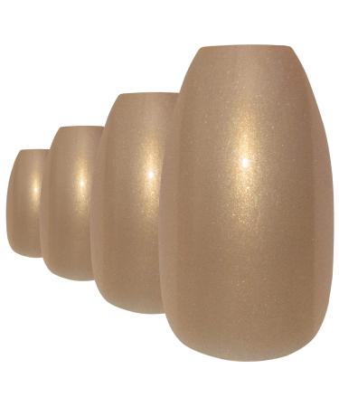 Bling Art Ballerina False Nails Fake Coffin Glitter Gold Acrylic Long Tips Glue