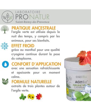 Cataplasme Cryo AGYflex ARGILE VERTE - Bien- tre des muscles et articulations - Pr t l emploi - Vigne rouge Arnica Menthol - 250 g - Fabriqu en France 100 ml (Lot de 1) - Buy Online on GoSupps.com