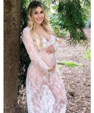 BUOYDM Maternity Lace Photography Props Maxi Dress - Elegant White XXL - Buy Online on GoSupps.com