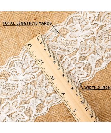 VGOODALL 3 Inch White Lace Ribbon - 10 Yards Elastic Floral Lace Trim for DIY Crafts and Wedding Decor - Buy Online on GoSupps.com