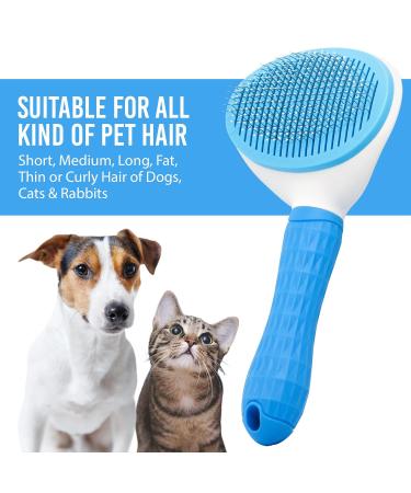 Cleanpets Self-Cleaning Dog & Cat Brush - Perfect for Short & Long Hair - Removes Undercoat - Blue - Buy Online on GoSupps.com