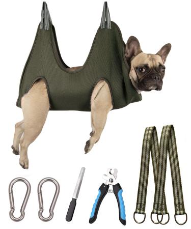 KKIIMATT 10-in-1 petrol-care hammock dishes with nail clipper/trimmer nail file comb dog nail hammock dog care shells for cutting nails size m under 20 kg khaki-green) - Buy Online on GoSupps.com