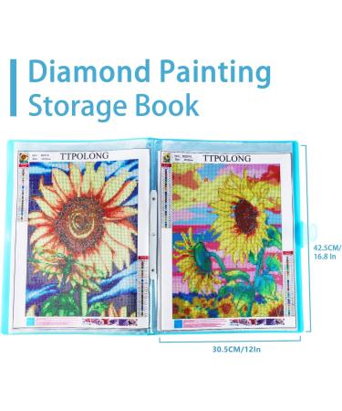 TTPOLONG A3 Diamond Painting Storage Book - Blue Diamond Art Portfolio with 30 Clear Plastic Sleeves - 16.8X12.5 Inch Organizer for Diamond Painting Supplies - Buy Online on GoSupps.com