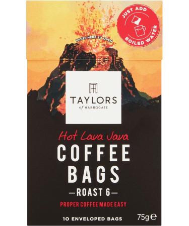Coffee Bundle with Taylors of Harrogate Hot Lava Java Coffee Bags 10 Enveloped Bags 75g (2 Pack) - Buy Online on GoSupps.com