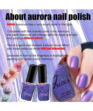 Purple Nail Polish - Glitter Mermaid Purple Nail Varnish Aurora Shimmer Effect Gel Nail Polish Holographic Quick Drying & Long Lasting Nail Art Varnish 8ml Mermaid Tears - 10 - Buy Online on GoSupps.com