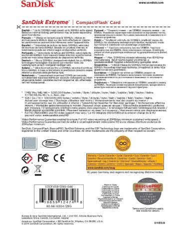 SanDisk 128GB Extreme CompactFlash Memory Card - UDMA 7, 120MB/s Speed - SDCFXSB-128G-G46 - Buy Online on GoSupps.com