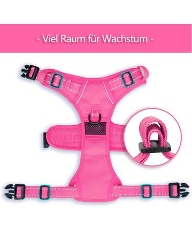 POPOT Reflective Dog Harness for Medium Dogs | Adjustable Softly Padded No-Choke Pet Vest with Control Handle (Pink Size M) - International Shipping Available - Buy Online on GoSupps.com