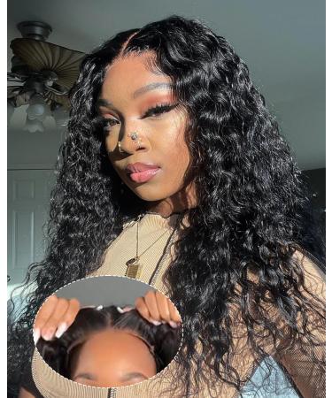 WIG GLUEST WATER WAVE GLUEST WIGS Human Hair Yddm 5x5 HD Lace 18 Inch Wear and Go Gluess Wigs Human Pre Plucked Pre Cut 180% Density Gluess Lace Wig Human Ready to Wear Wave Wave Wital Wave Natural Black Water Wave Wig