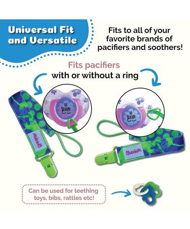 Soothie Pacifier Clip Boy 4-Pack by Akeekah | Eco-Friendly Gift Box | BPA-Free & Washable | Colorful Designs | Safe Baby Pacifier Leash & Binkie Clips - Buy Online on GoSupps.com