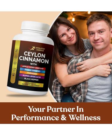 Athletic Choice Ceylon Cinnamon Supplement 6-in-1 Extract w/ACV Turmeric Ginseng Alpha Lipoic Acid & Black Pepper Powder 60 Pills Non-GMO & Gluten-Free Ceylon Cinnamon Capsules - Buy Online on GoSupps.com