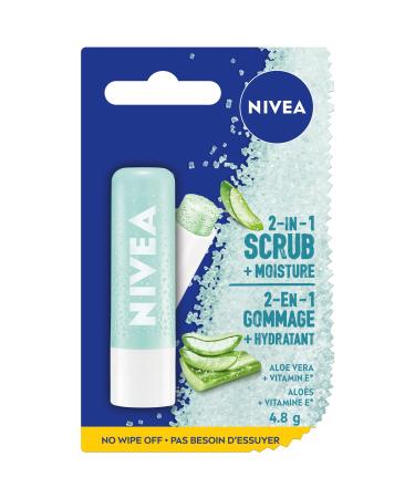 NIVEA 2-in-1 Moisturizing Lip Scrub 4.8g | Exfoliating & Enriched with Aloe Vera