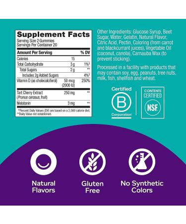 OLLY Muscle Recovery Sleep Gummies - 3mg Melatonin, Tart Cherry, Vitamin D - Berry Flavor - 40 Count - Buy Online on GoSupps.com