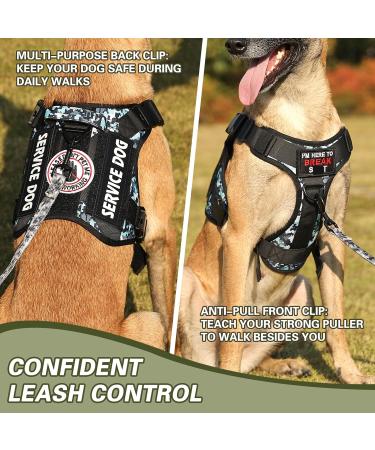 Belababy Tactical Anti-Pull Dog Harness with Velcro Molle Panels - Blue Camo | Adjustable & Breathable Harness for Training - Large - Buy Online on GoSupps.com
