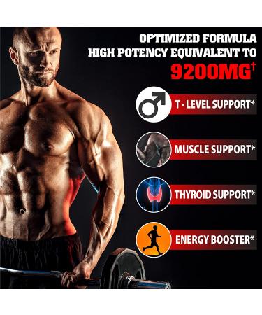 Men's Energy Support Supplement with Ashwagandha, Tribulus, Ginseng - 9200mg Equivalent - 60 Vegan Capsules - Buy Online on GoSupps.com