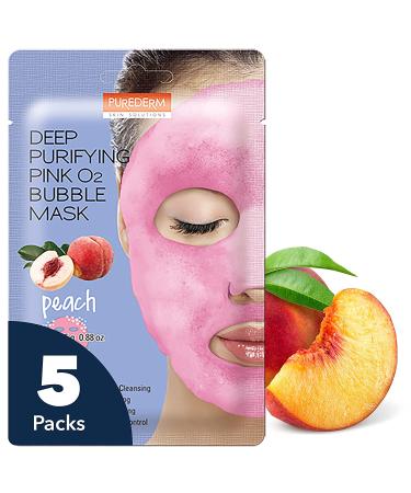 PURDERM Deep Purifying Pink O2 Bubble Mask 0.88oz x 5ea - Korean Beauty Cleanser with Peach Extract and Charcoal for Nourishing and Sebum Control - 5 Count - Buy Online on GoSupps.com