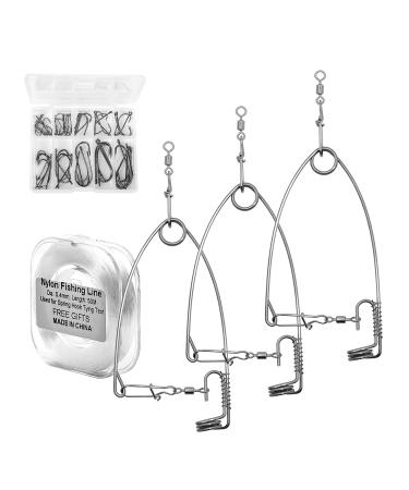 SAMSFX Fishing Spring Hook Emergency Kit 3PCS, Including 50M Test Line and 50PCS Baitholder Hooks of 3#-12# Small Size