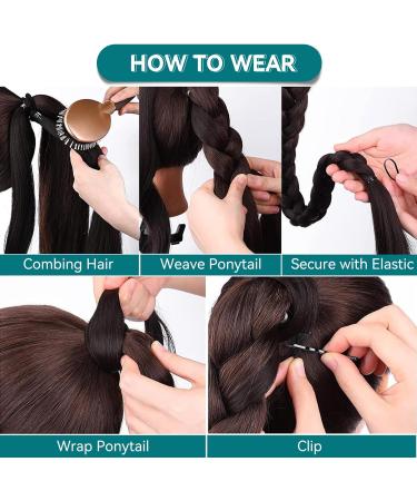 EMMOR Long Braided Ponytail Extension with Hair Straight Wrap Around Ponytail Hair Extensions with Hair Tie Soft healthy Synthetic Hair Piece for Women girls Daily(33 inch Brown) Brown 1pc - Buy Online on GoSupps.com