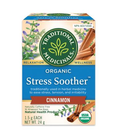 Traditional Medicinals - Organic Stress Soother Herbal Tea (Pack of 1) - Ease Stress Tension and Irritability - 16 Tea Bags Total Stress Soother 16 Count (Pack of 1)