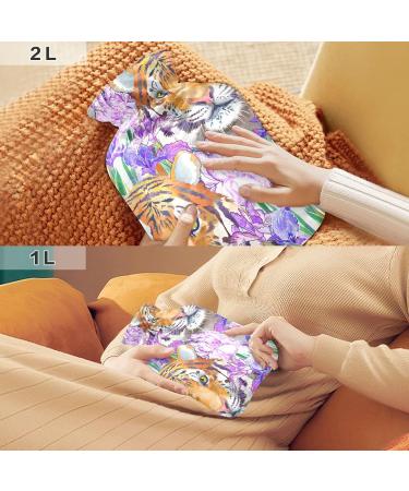Tiger Flower Hot Water Bottle with Cover - 1L BPA Free Small Bag for Pain Relief & Hot/Cold Therapy - Buy Online on GoSupps.com