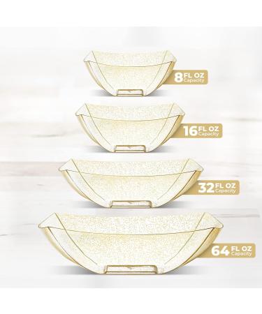 Posh Setting 32oz Gold Glitter Plastic Serving Bowls - 4 Pack | Disposable Party Snack Buffet Bowls - Buy Online on GoSupps.com