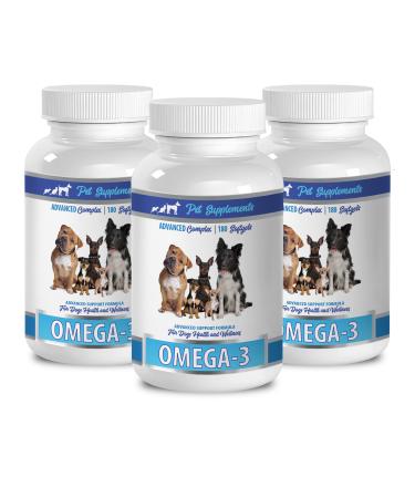 PET SUPPLEMENTS Protein for Dogs - Omega 3 - Advanced Complex - Health & Wellness - for Dogs - Dog Skin Soother - 3 Bottle (540 Softgels)