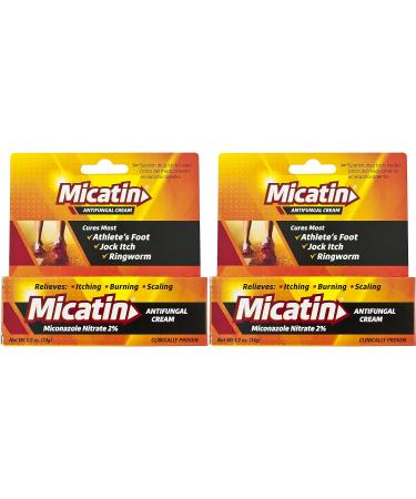 2pk Micatin Antifungal Cream with Miconazole Nitrate 2% - Treat Athlete's Foot, Jock Itch, Ringworm & Foot Fungus - 0.5 oz - Buy Online on GoSupps.com