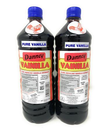2 X Danncy Dark Pure Mexican Vanilla Extract From Mexico 33oz Each 2 Plastic Bottle Lot Sealed mexican-vanilla