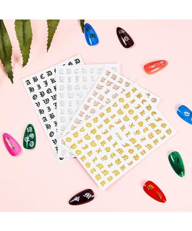 3D Alphabet Letter Nail Stickers - 10 Pieces | Adhesive Nail Decals for DIY Nail Art in 5 Colors - Buy Online on GoSupps.com
