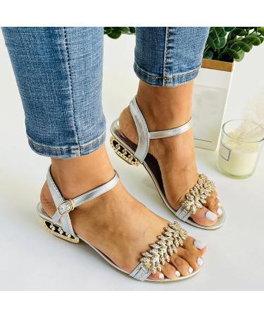 Buy XTZYGLFD Women's Crystal Sandals - Bohemian Summer Slippers in Silver | Stylish Footwear for Women - Free International Shipping - Buy Online on GoSupps.com