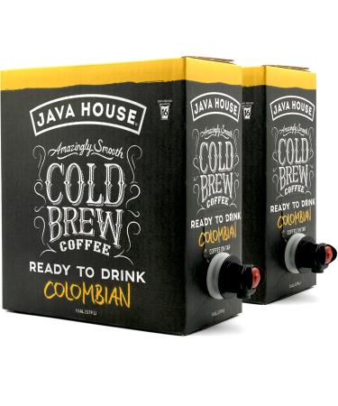 Java House Cold Brew Coffee On Tap (1 Gallon / 128 Fluid Ounce Each Box) Not a Concentrate No Sugar Ready to Drink Liquid (Colombian 2 Pack)