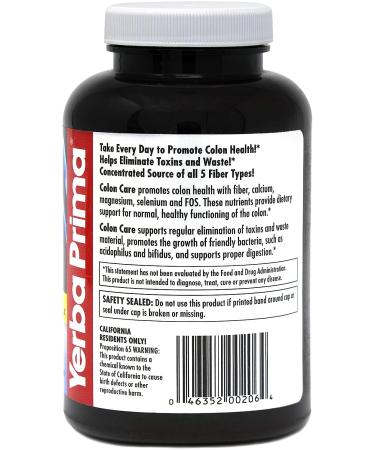 Yerba Prima Prebiotics Colon Care Fiber Caps 180 Capsules - Dietary Health Supplement with Five Forms of Fiber and FOS Prebiotics - Buy Online on GoSupps.com