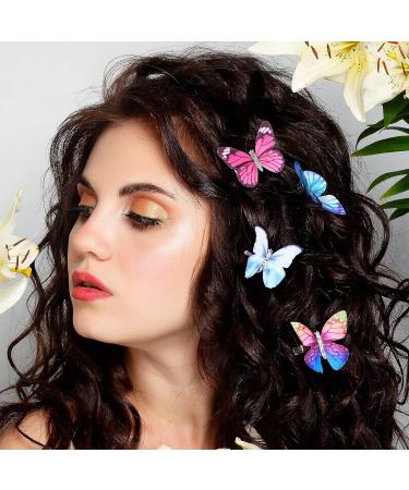 18 Pcs Colorful Butterfly Hair Clips - 90s Glitter Barrettes for Women, Girls, Teens - Small Realistic Hair Accessories - Blue Style - 1.9 x 1.4 Inch - Buy Online on GoSupps.com
