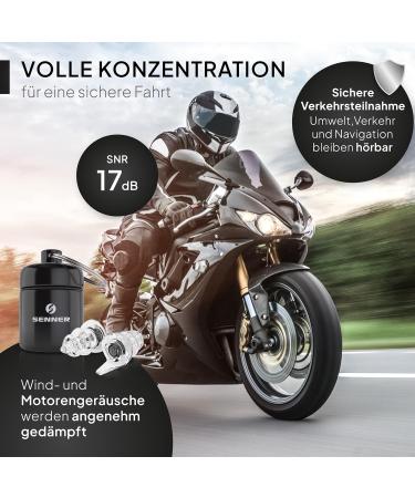 Senner Motopro Hearing Protection - Comfortable Earplugs for Motorcycle & Motorsport | Noise Reduction Wind Noise Blocking Reusable Design - Buy Online on GoSupps.com
