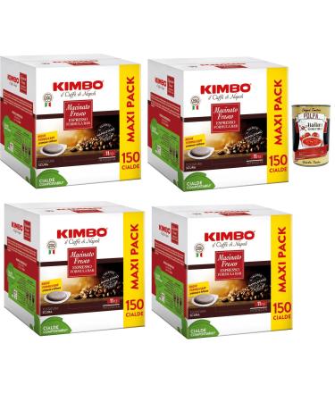 Kimbo macinato fresco maxi pack Espresso formula BAR 150 cialde ESE 44mm 4x Box Lot de 150 dosettes de caf + Italian Gourmet polpa 400g