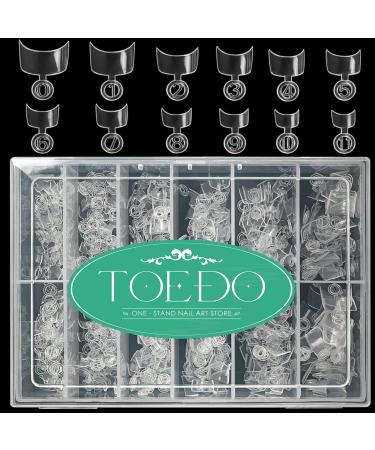 TOEDO Short French Nail Tips Half Cover Fake Nails for Nail Extension, 480Pcs Acrylic False Nails Art Tips with Box, 12 Sizes 480-French-Clear