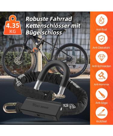 Chimona 12m Heavy-Duty Bike Chain Lock | High-Security Anti-Theft Motorcycle Lock | Durable 12mm E-Bike Lock in Black - Buy Online on GoSupps.com