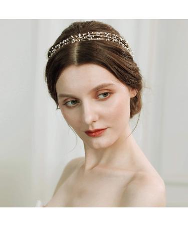 BABEYOND Bridal Pearl Vintage Wedding Headband with Lace Ribbon - White Beads - Buy Online on GoSupps.com