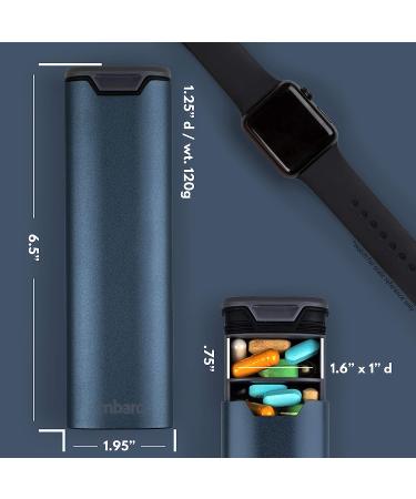 mbarc 7 Day Weekly Pill Organizer - Stylish Aluminum & Wood Pill Box for Supplements, Vitamins, Medicine - Matte Blue - Buy Online on GoSupps.com