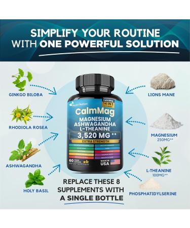 Best Magnesium Glycinate with Ashwagandha and L-Theanine 14 in 1 Supplement 60 Capsules 3 Bottle 1 Count (Pack of 1) - Buy Online on GoSupps.com